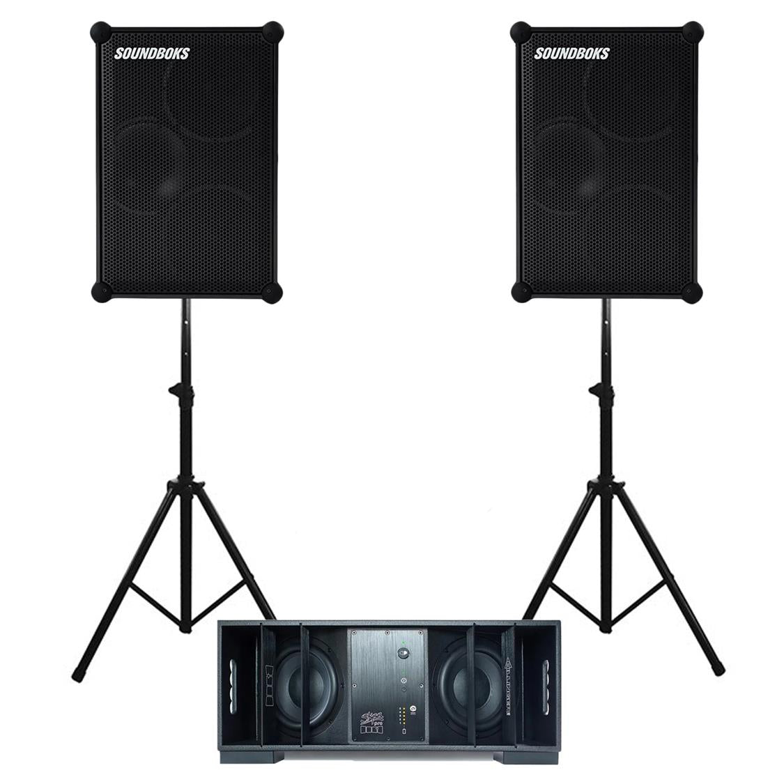 DUAL SOUNDBOKS 4 + DFB SUBWOOFER BATTERY POWERED WIRELESS PRO AUDIO KIT