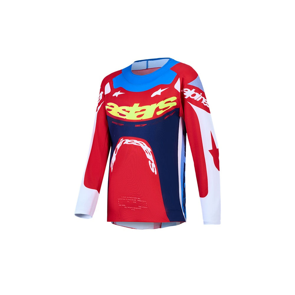 Youth Supertech Dyna Jersey Fire Red/White/Navy Blue