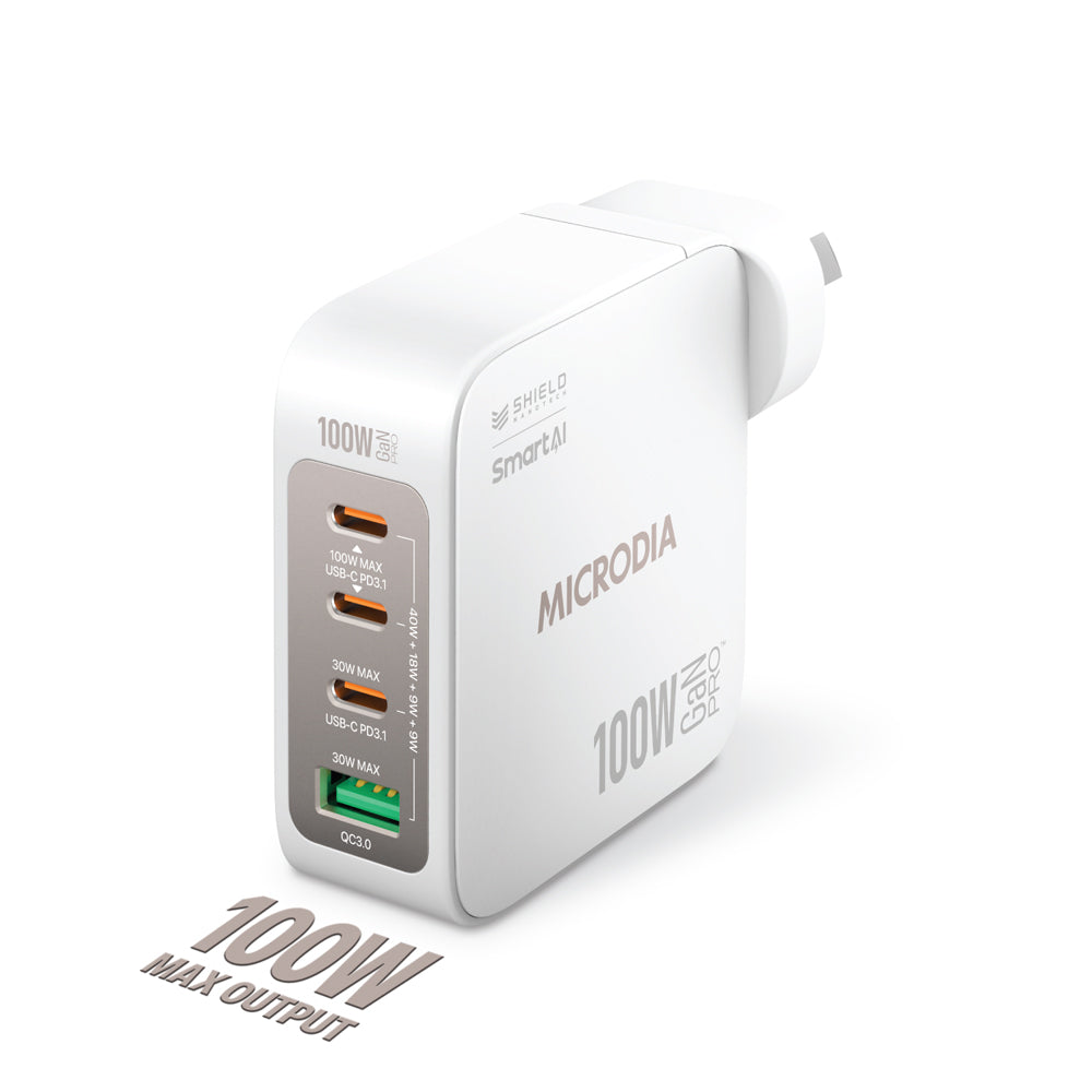 MICRODIA SMARTCUBE NANO 100W 4 PORT GAN WALL CHARGER - WHITE