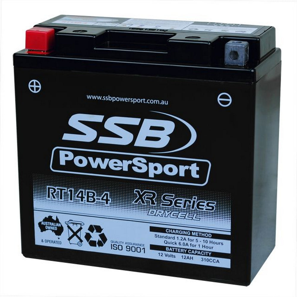 MOTORCYCLE AND POWERSPORTS BATTERY (YT14B-4) AGM 12V 1.2AH 310CCA BY SSB HIGH PERFORMANCE