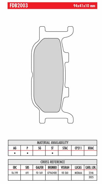 FR-FDB2003 - drawing NOT to scale