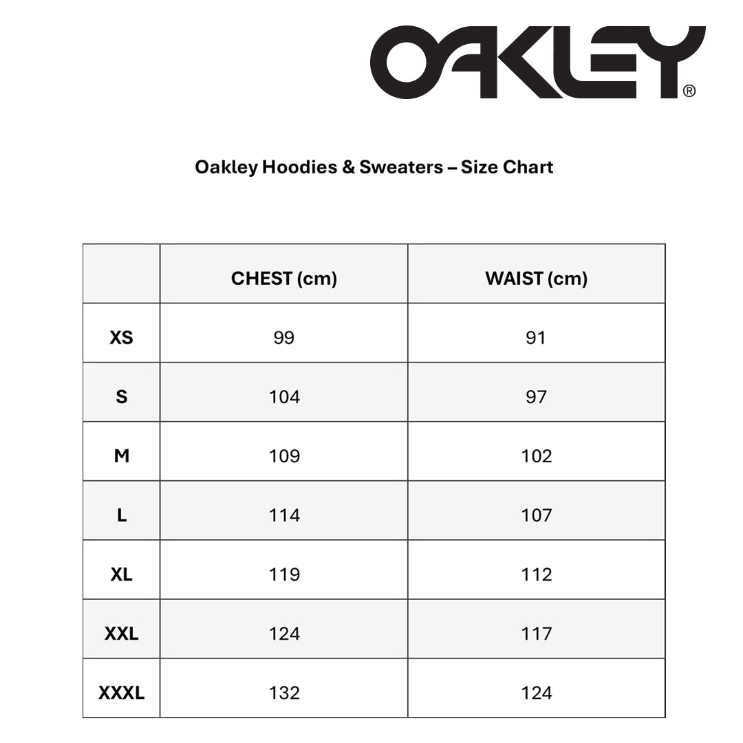 Oakley Hoodies Sweaters Size Chart