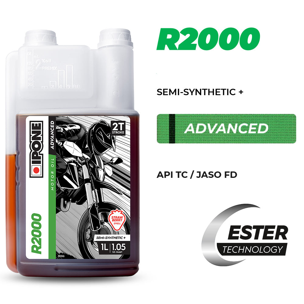 IPONE R2000 - Semi-Synthetic 2T Oil - Green Belt Advanced Oil