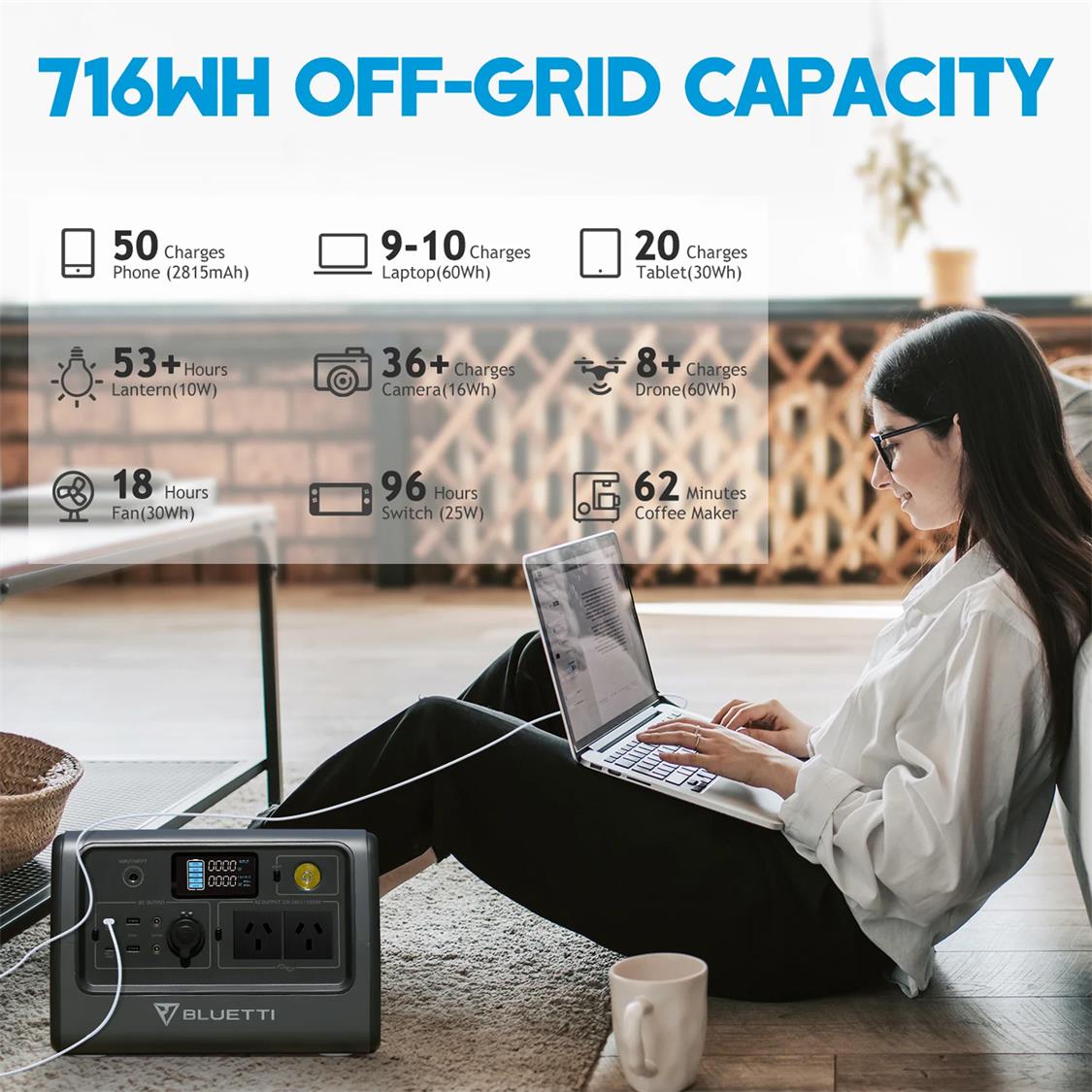 BLUETTI EB70 PORTABLE POWER STATION | 1000W (1400W SURGE) 716WH
