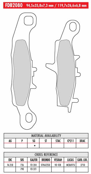 FR-FDB2080 - drawing NOT to scale