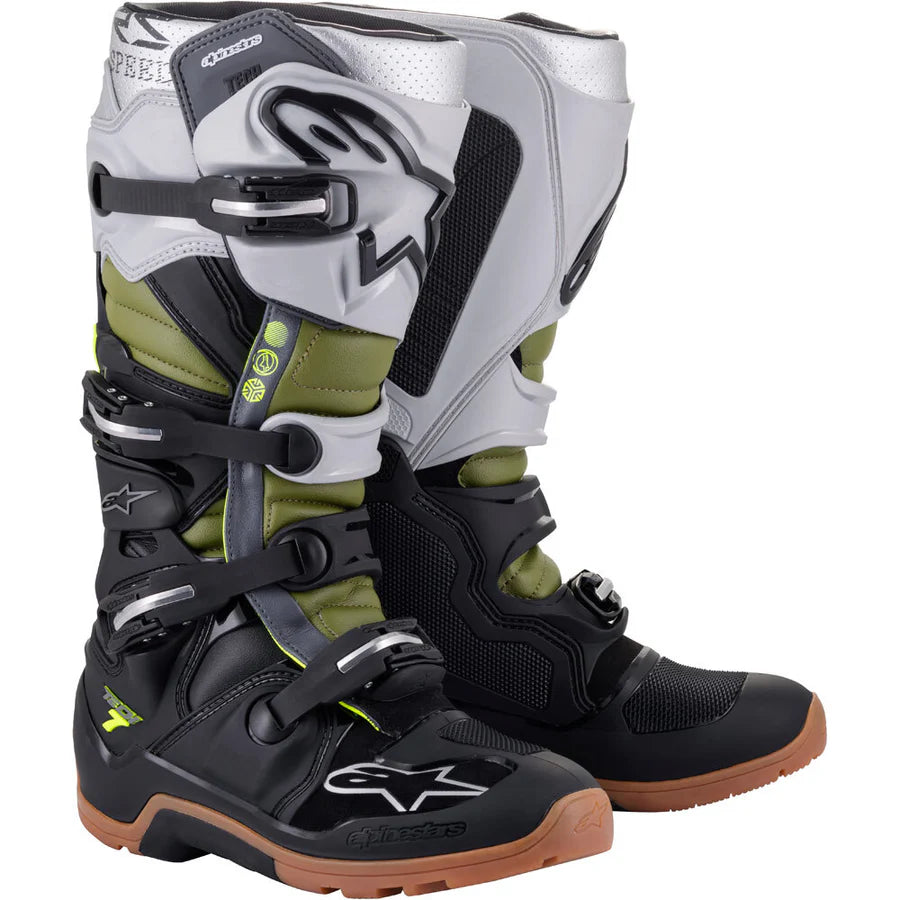 Tech-7 Enduro Boots Black/Silver/Military Green