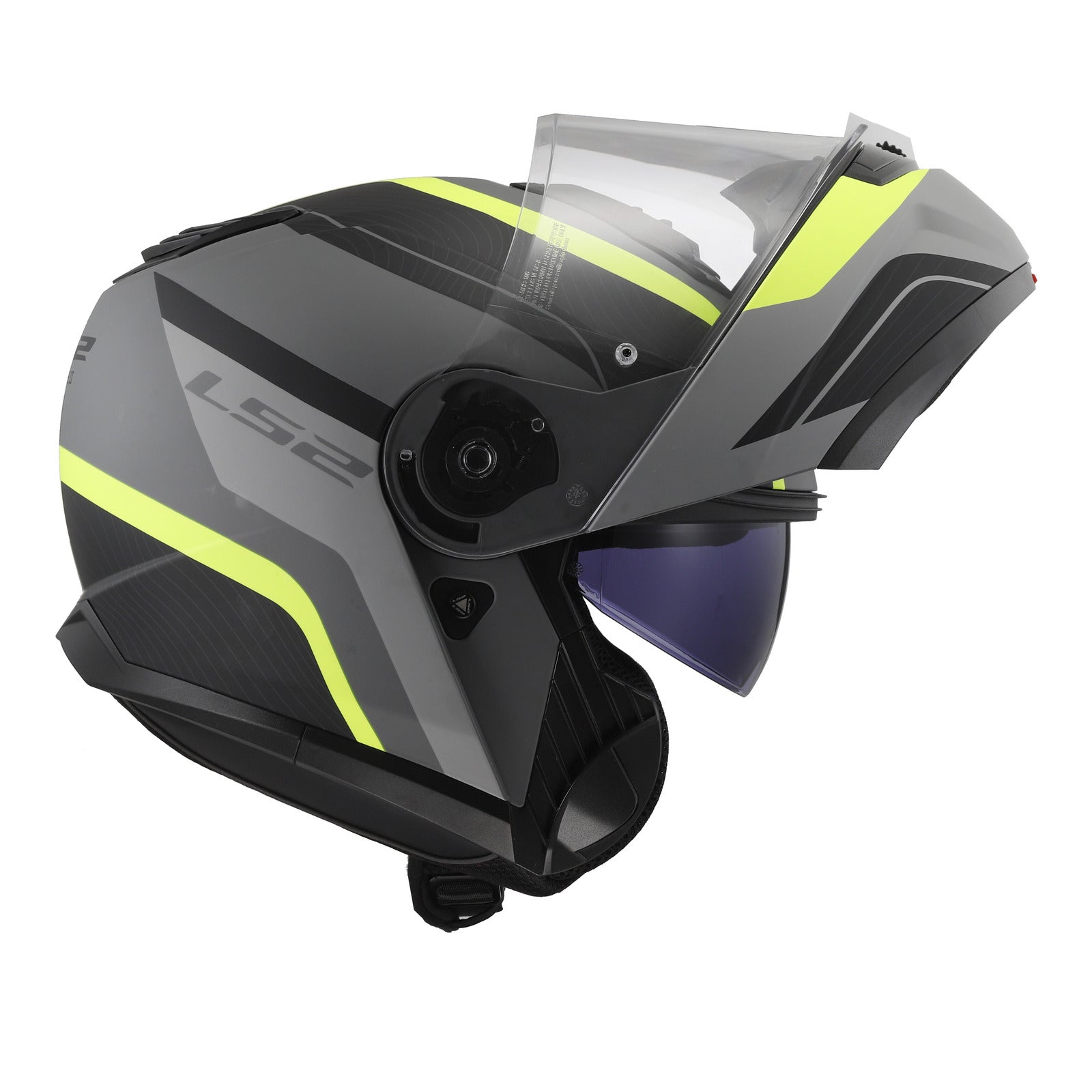 LS2 FF908 Strobe II Monza Flip Front Helmets - Matte Black / Hi-Vis Yellow 06