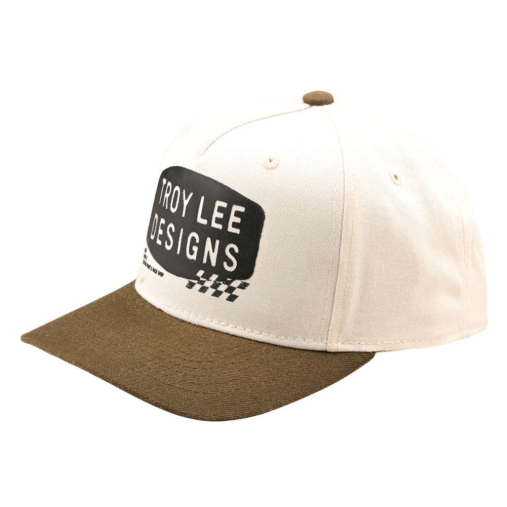 CURVED SNAPBACK HAT STAMP VINTAGE WHITE / OLIVE