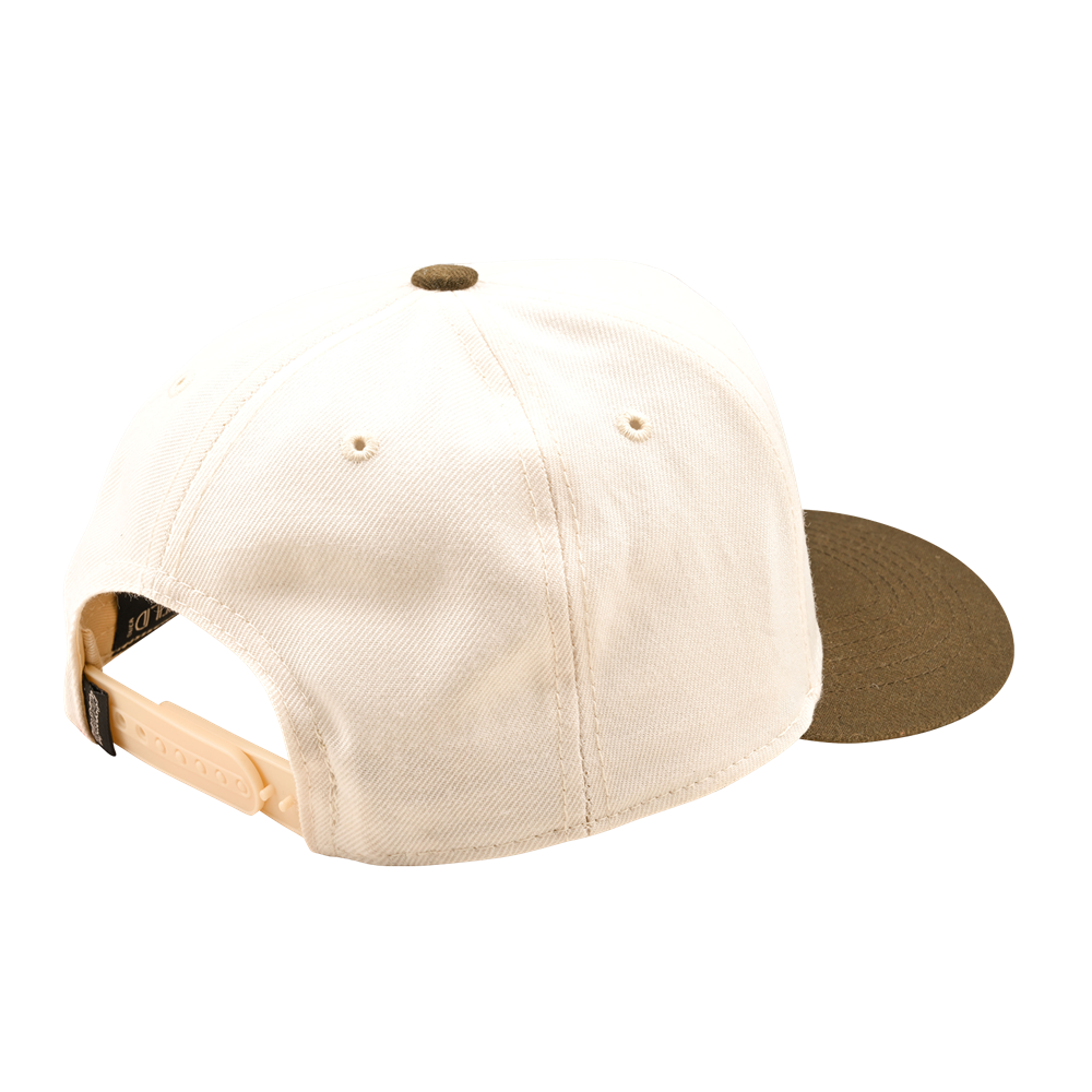 CURVED SNAPBACK HAT STAMP VINTAGE WHITE / OLIVE