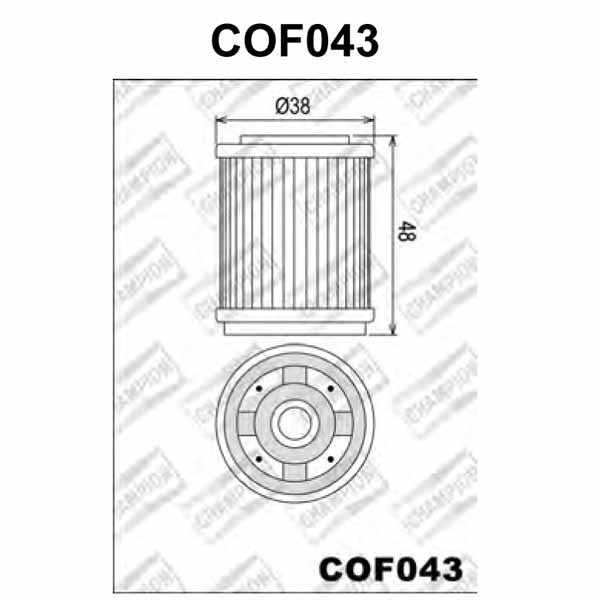 COF043 Champion Oil Filter pic - SEE ALSO CH-X313/301 (HF143)