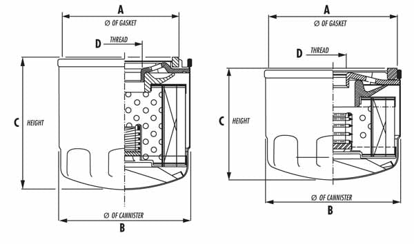 Champion Spin-on oil filter dimensions