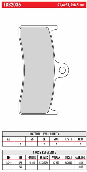 FR-FDB2036 - drawing NOT to scale