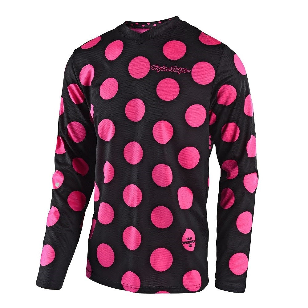 GP JERSEY POLKA DOT BLK/FLO PNK