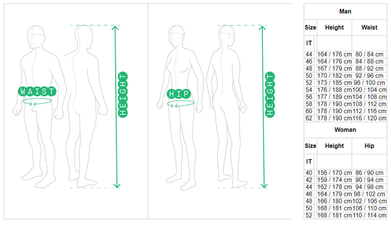 Spidi leather pants size chart - man & woman