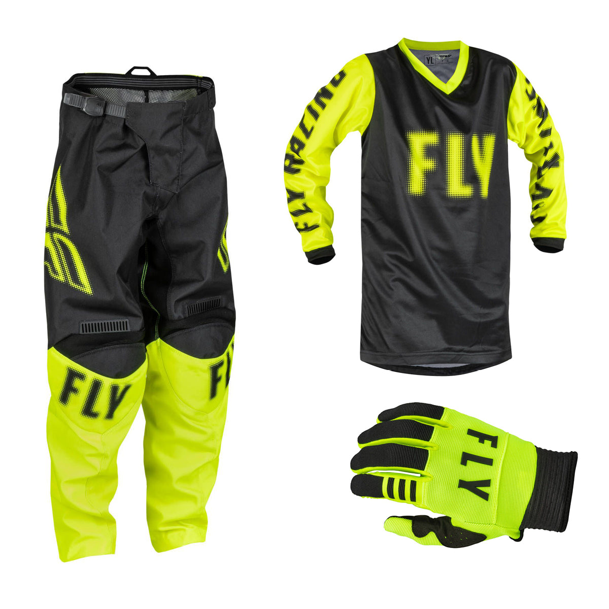 Fly F16 Black/ Hi-Vis 2023 Youth Combo