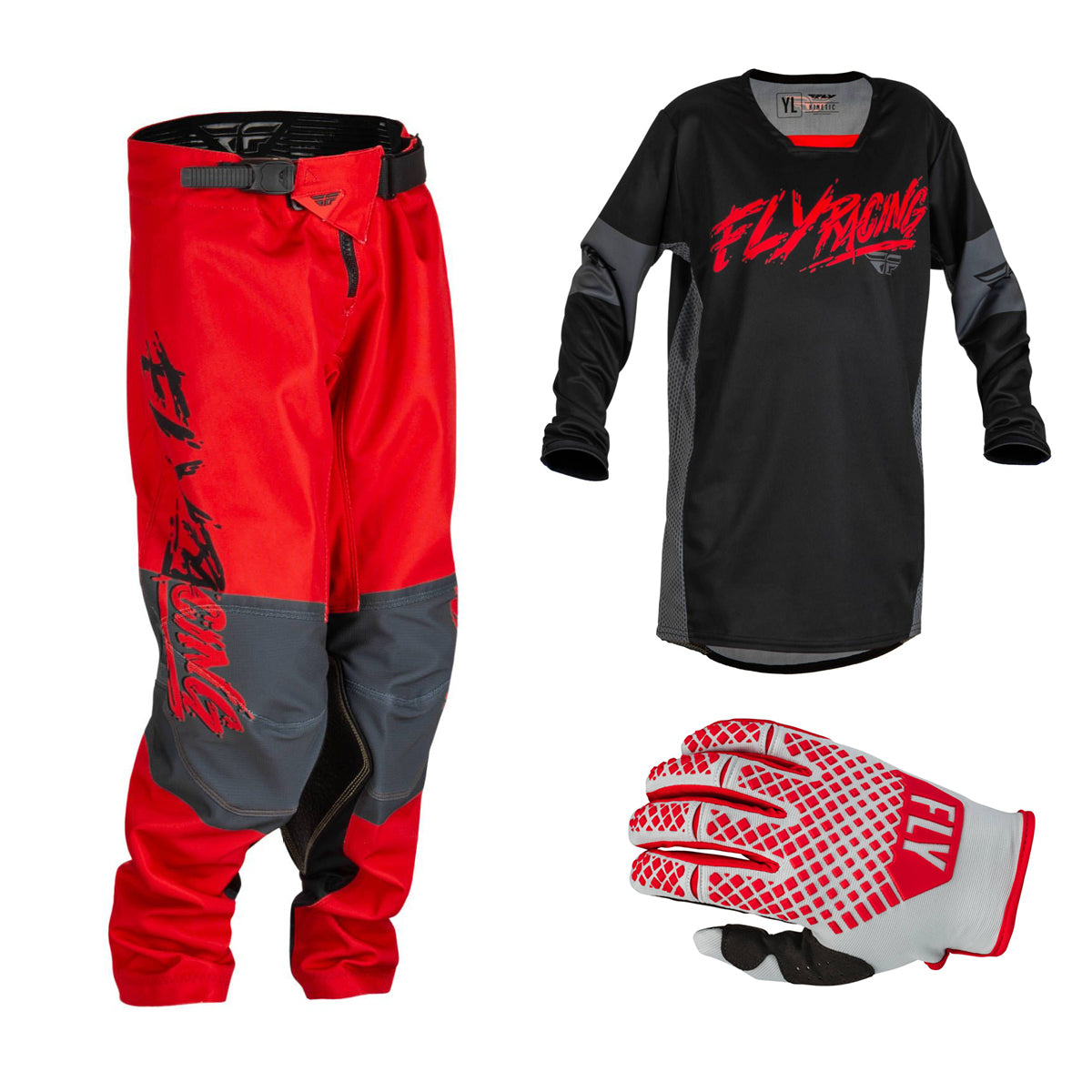 Fly Kinetic Khaos Black/Red 2023 Youth Combo