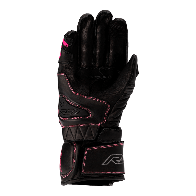 RST S1 LADIES LEATHER GLOVE [BLACK/NEON PINK]